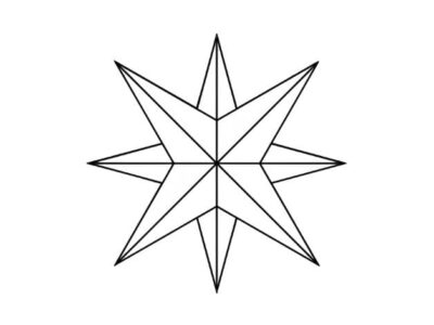Motif rose des vents étoiles