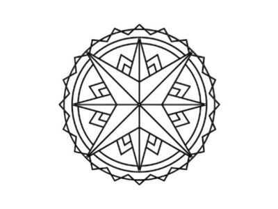 Motif rose des vents avec points